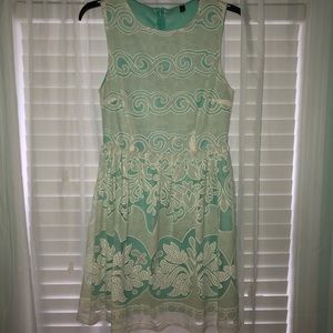 FRANCESCAS TEAL AND WHITE LACE DRESS